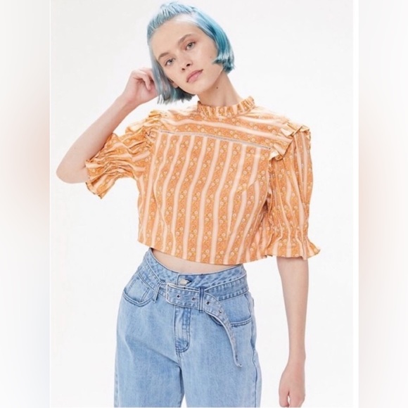 Urban Outfitters size L Prairie Ruffle Boxy Cropped Top - Picture 11 of 11